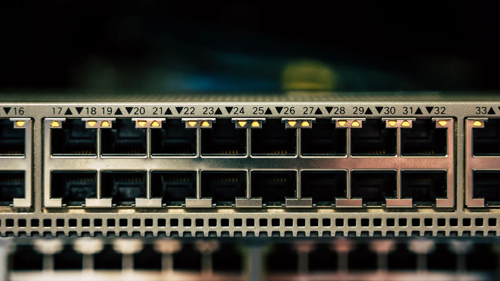 Network switch with ethernet ports and status lights